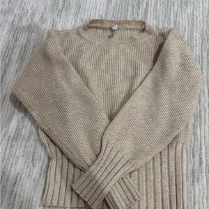 Cozy Beige Ribbed Women's Sweater